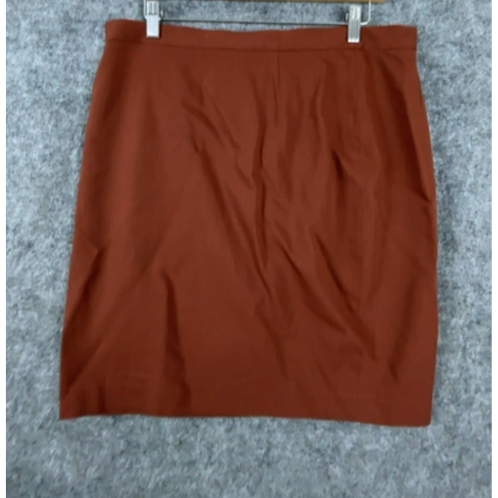 Escada Margaretha Ley Straight & Pencil Skirt Womens 44 Rust Wool Slit Front